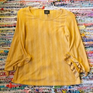 W5 Golden Yellow Blouse Ruffle Sleeve M-L
